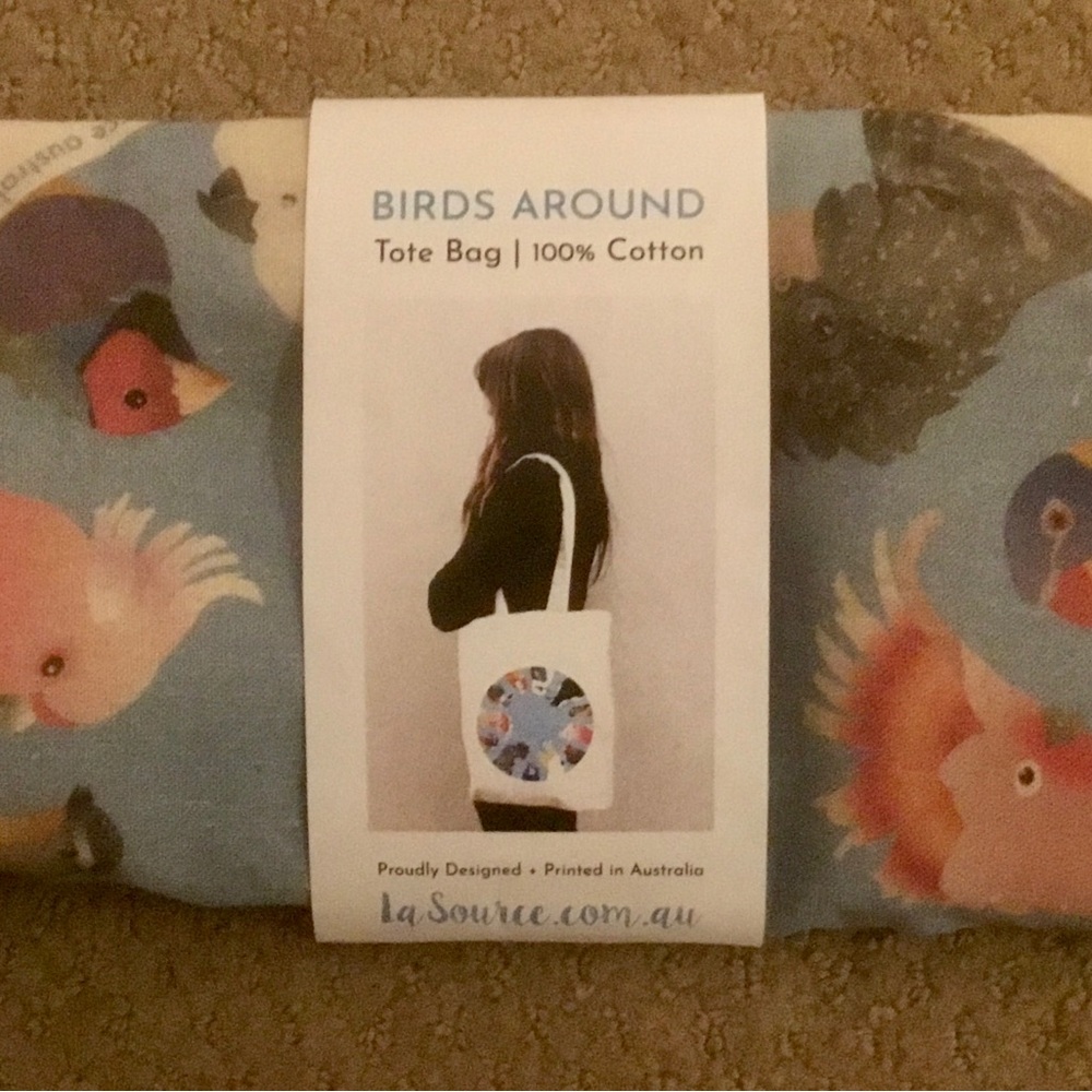 LaSource Australia Birds Around Print Cotton Tote Bag